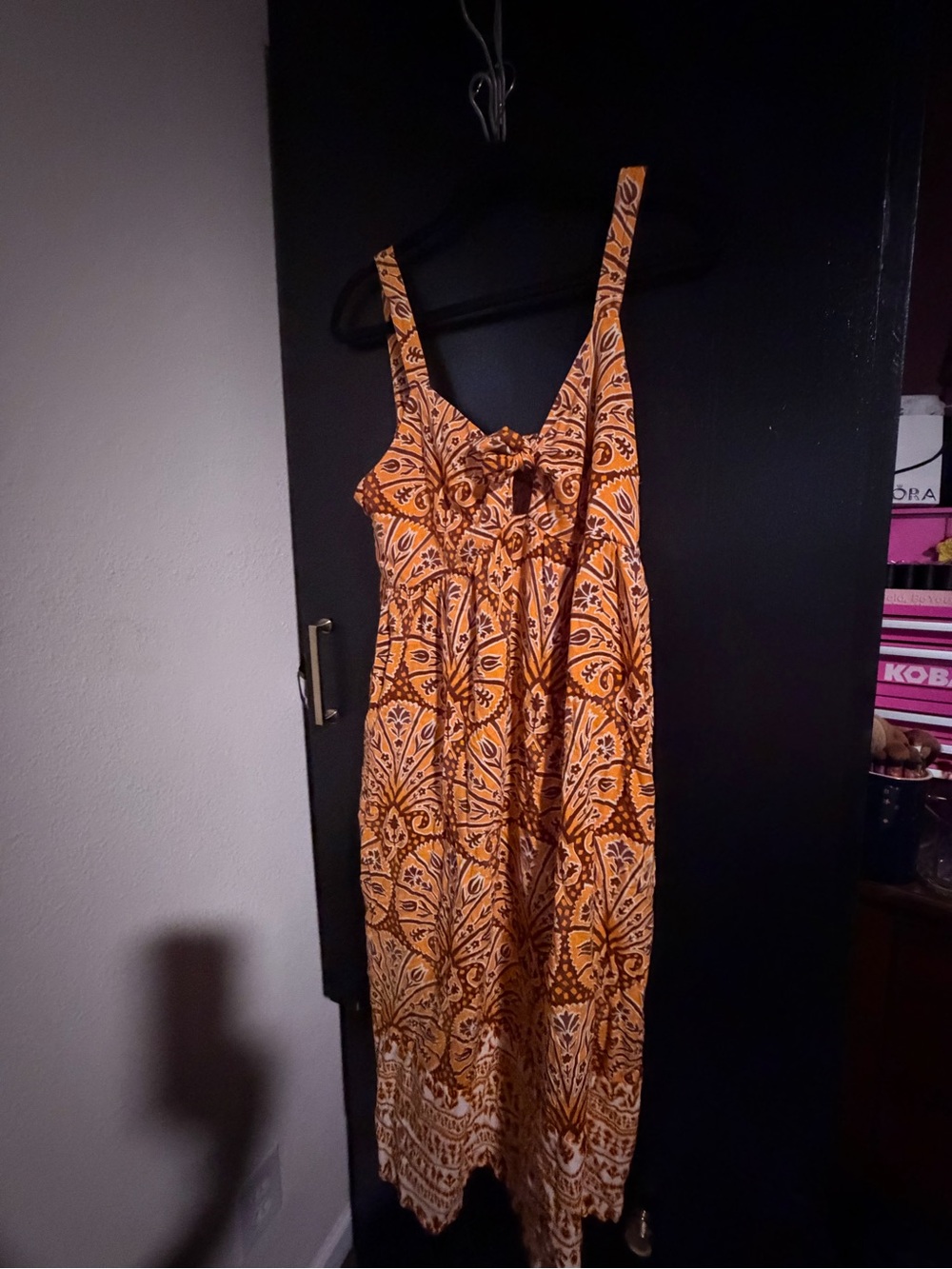 Knox Rose Orange Printed Tie-Front Maxi Dress